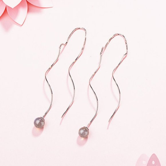 *NEW 925 Sterling Silver Moonstone Swirl Earrings - Picture 4 of 6